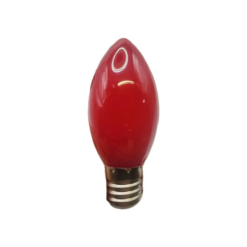25 C9 Red Ceramic Replacement Bulbs, 7W, Screw Base, Indoor/Outdoor